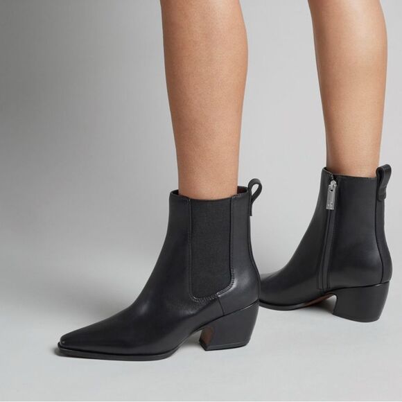 Franco Sarto Black Leather Pointed Toe Boots(Size 8.5M) - Picture 2 of 11